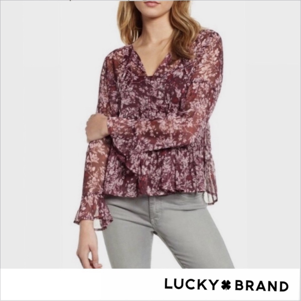 Lucky Brand Burgundy Floral Top